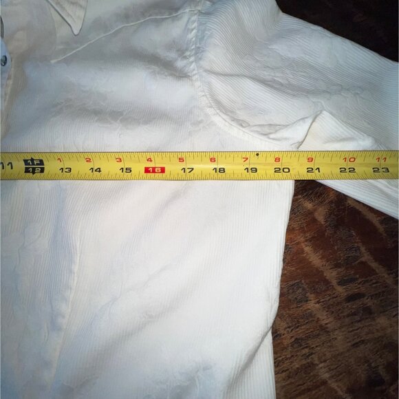 Stetson XL Cream Floral Embossed 100% Cotton Western Pearl Snap Shirt - Picture 10 of 12